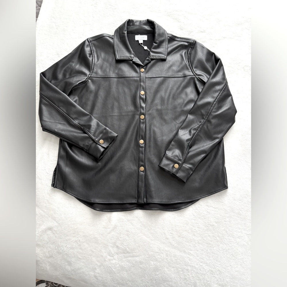 NWT - Mudpie Salem Vegan Leather Shacket.  Size Medium. - Picture 5 of 16